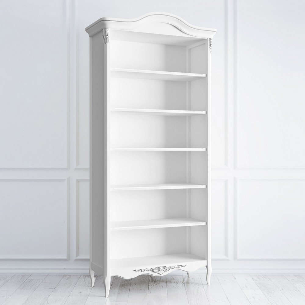 Книжный шкаф Silvery Rome Белый с серебряной патиной S137H-K00-S Kreind  S137H-K00-S Белый с серебряной патиной