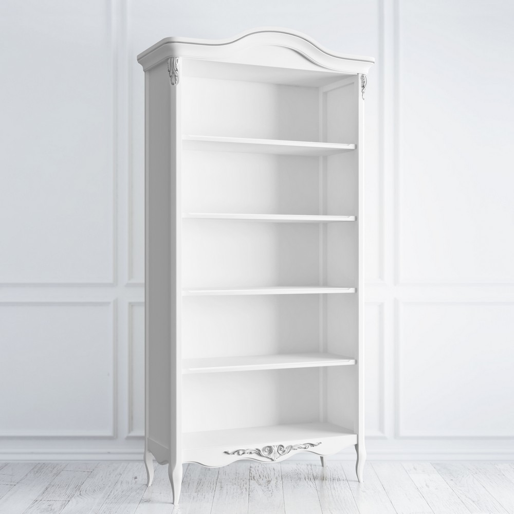 Книжный шкаф Silvery Rome Белый с серебряной патиной S137-K00-S Kreind  S137-K00-S Белый с серебряной патиной