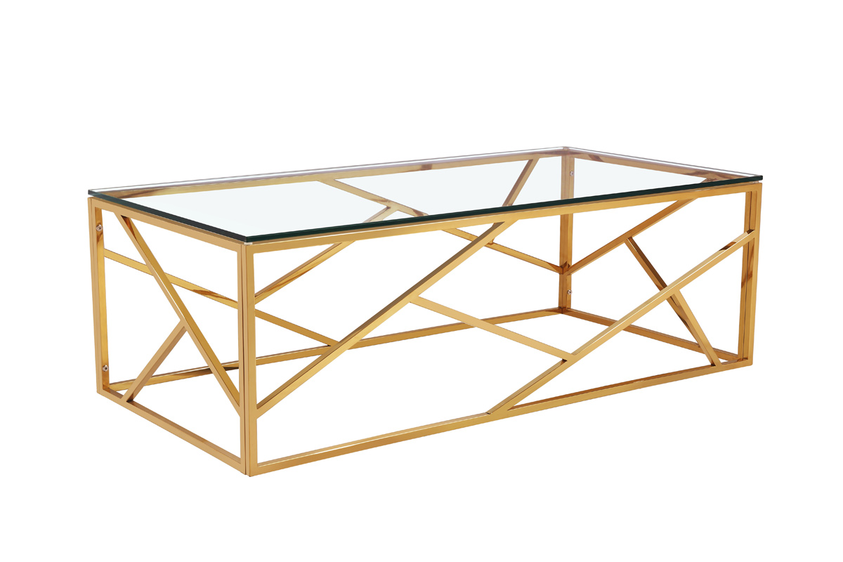 GY-CT2051214GOLD Стол журнальный прозр.стекло/золото 60*120*40см Garda Decor GY-CT2051214GOLD 