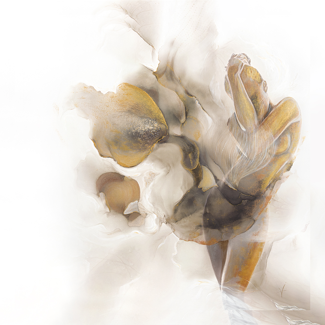 89VOR-AQUARELLE6 Холст "Песня поющего цветка"100*100см,багет зол Garda Decor 89VOR-AQUARELLE6 