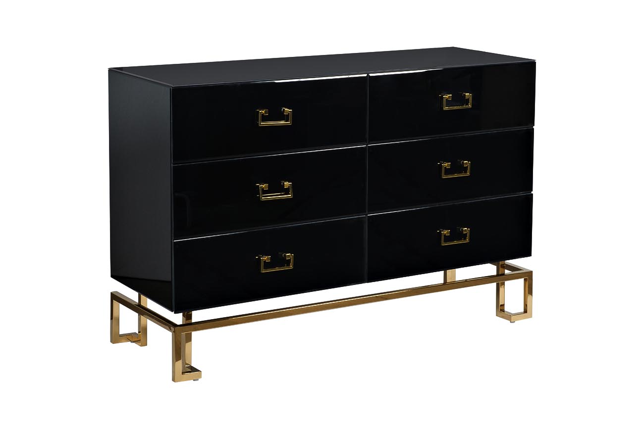 KFG057 Комод черный 6 ящиков 120*42*82см Garda Decor KFG057 