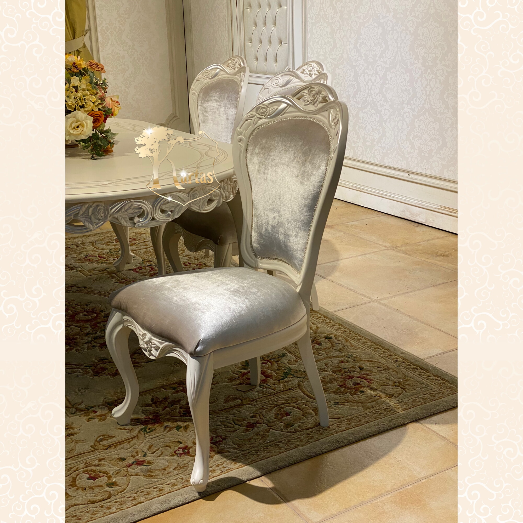 Стол и стулья Виттория (Цвет: Белый+Жемчуг) Kartas  Белый + Жемчуг