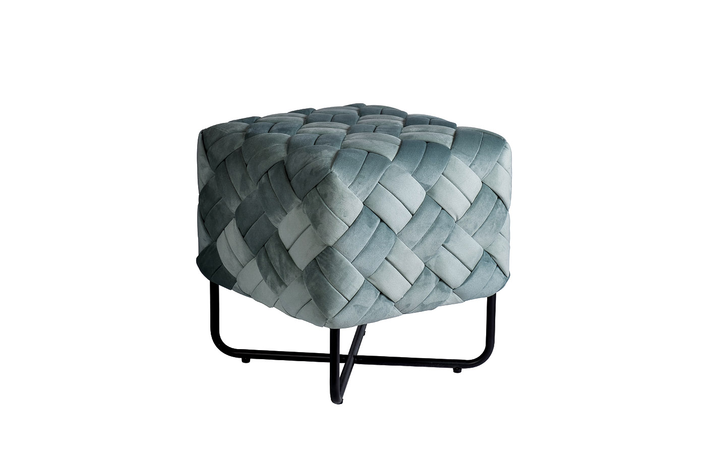 N-OT-100 MNT BL Банкетка плетеная велюр мятный 43*43*44см Garda Decor N-OT-100 MNT BL 