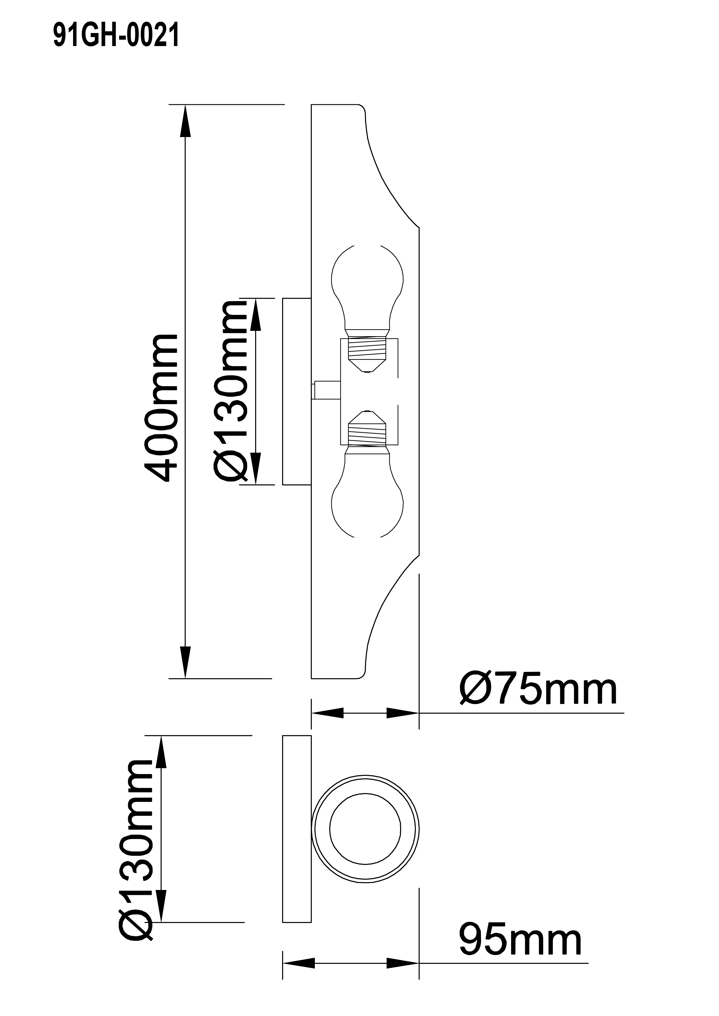 91GH-0021 Бра металлическое черное/золотое 7,5*9,5*h.40см Garda Decor 91GH-0021 