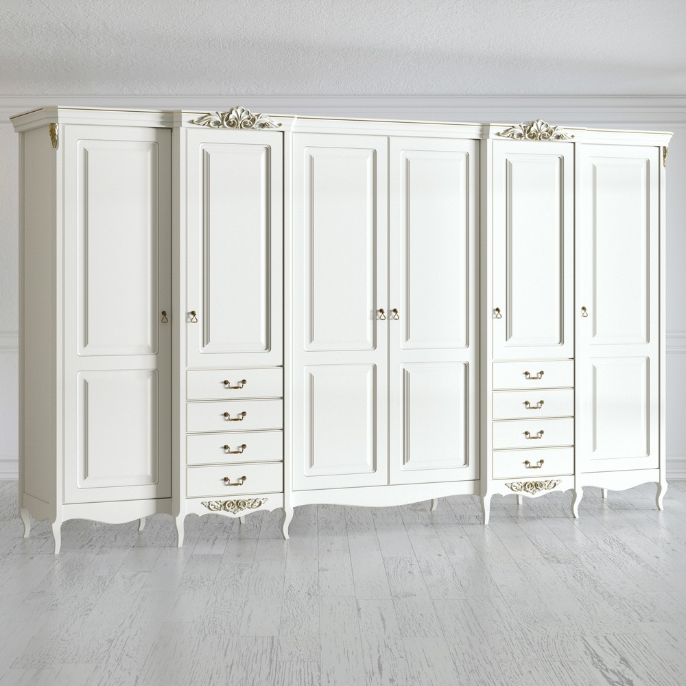 Шкаф 6 дверей Romantic Gold Слоновая кость с золотой патиной R626E-K02-G Kreind  R626E-K02-G Слоновая кость с золотой патиной