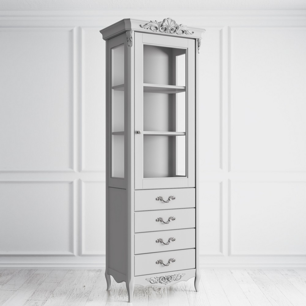 Витрина стеклянная R Atelier Home Серо-бежевый с серебряной патиной APs490E-K04-S Kreind  APs490E-K04-S Серо-бежевый с серебряной патиной