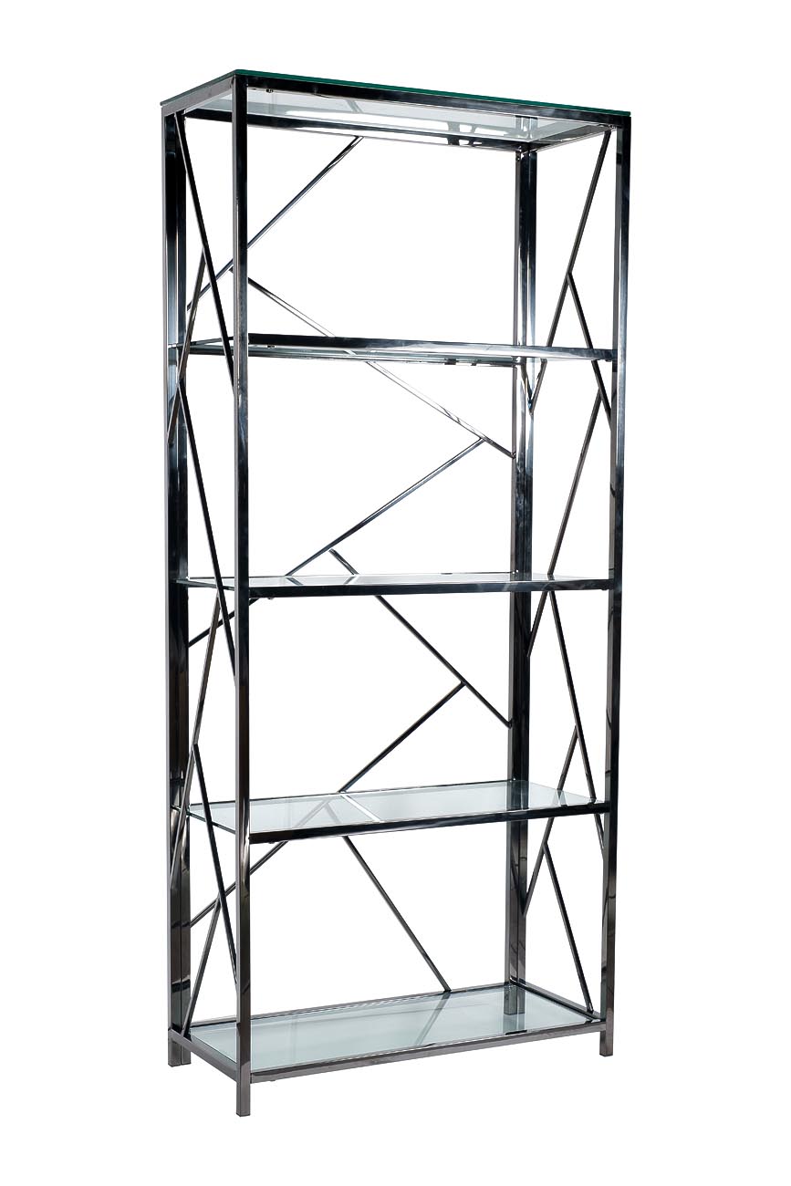 GY-SH8711BL Стеллаж стекло прозр/темн.хром 80*35*180см Garda Decor GY-SH8711BL 