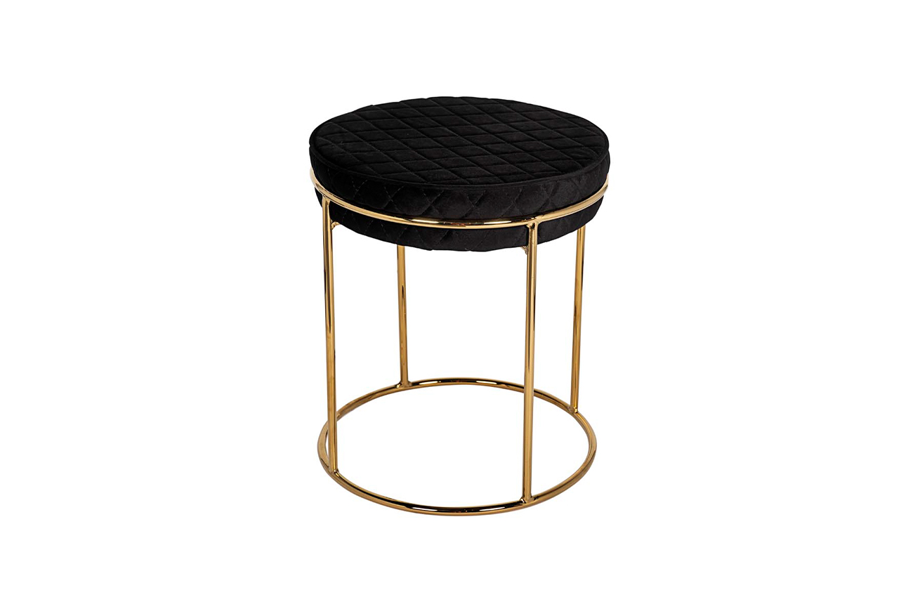 GY-BEN8178GOLD-BL Банкетка велюр черный/золото d38*45см Garda Decor GY-BEN8178GOLD-BL 