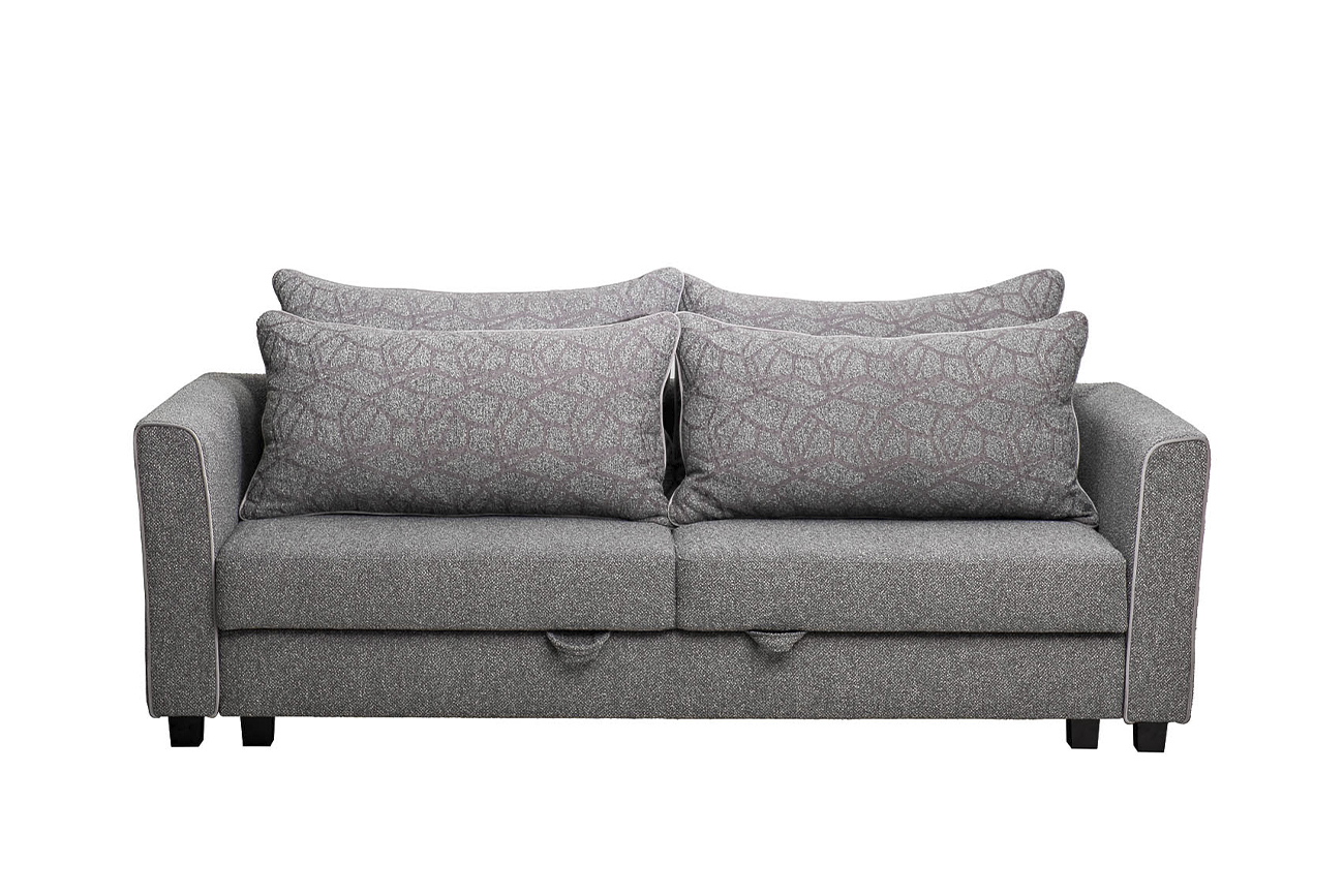 Диван Marco трехмест. раскл., велюр серый Flona SER+Buta SER 225*102*92см Garda Decor MARCO 2K-СЕРЫЙ-Flona SER+Buta SER+Colton032-SER 