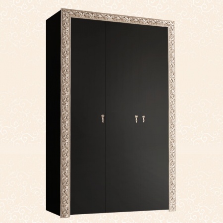 Шкаф 3-х дв. для платья и белья (без зеркал) Тиффани Премиум (Цвет: Черный серебро)