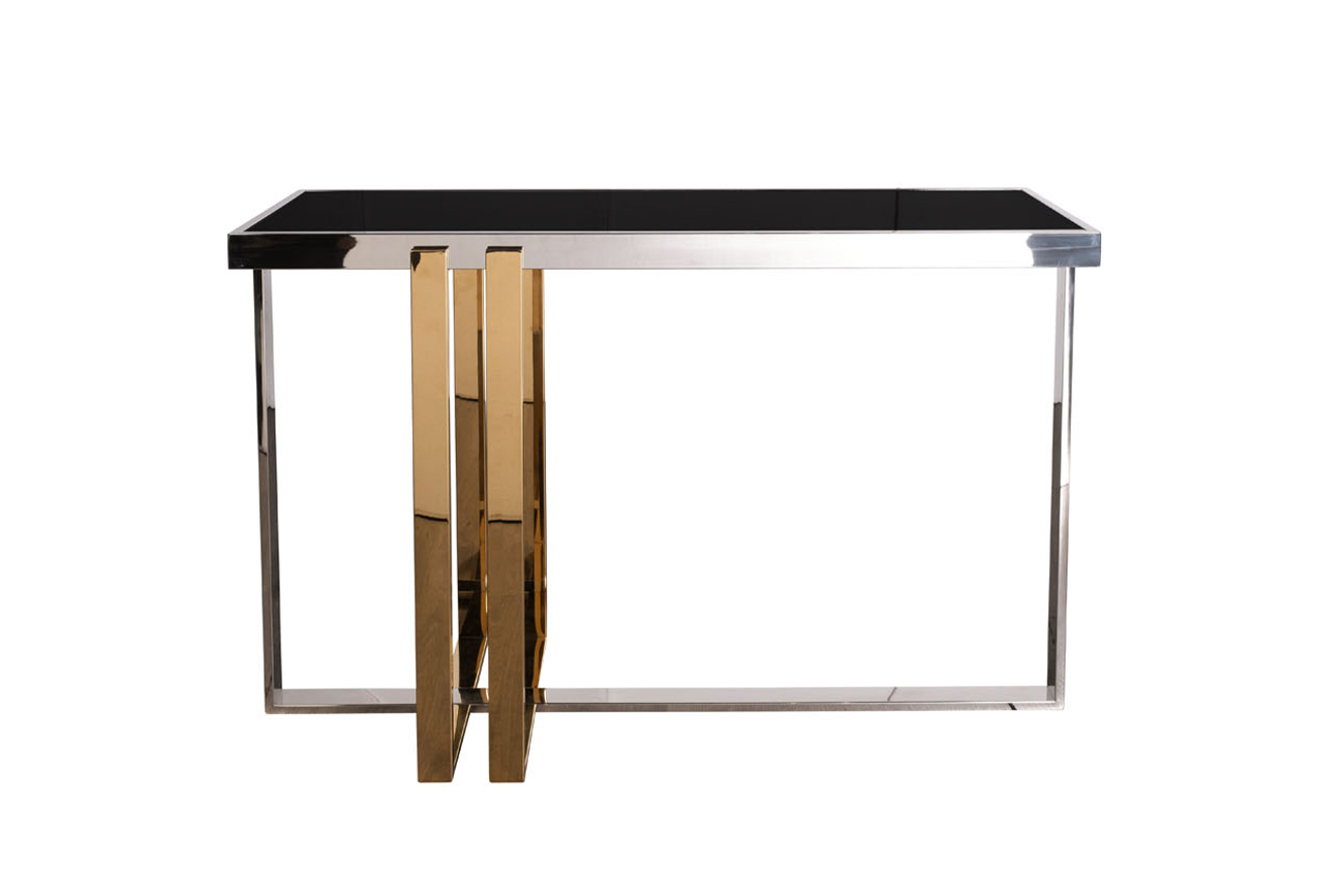 47ED-20900 Консоль черн.стекло/хром+золото 120*40*78см Garda Decor 47ED-20900 