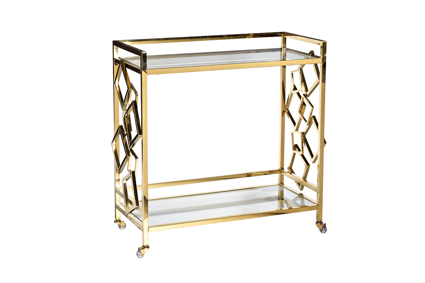 GY-CRT8164GOLD Стол-тележка сервировочн ст.прозр/золото 80*40*83 Garda Decor GY-CRT8164GOLD 