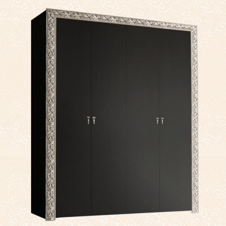 Шкаф 4-х дв. для платья и белья (без зеркал) Тиффани Премиум (Цвет: Черный серебро)