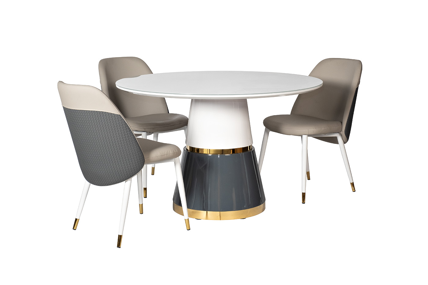 30C-DX-2100 Стул экокожа бежевая/серая 63*51*84см, белые ножки Garda Decor 30C-DX-2100 