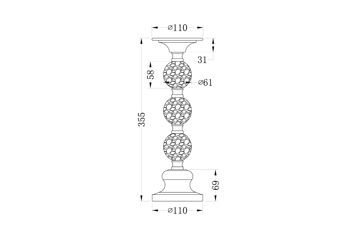 22-86642L Подсвечник никелированный d11*32см Garda Decor 22-86642L 