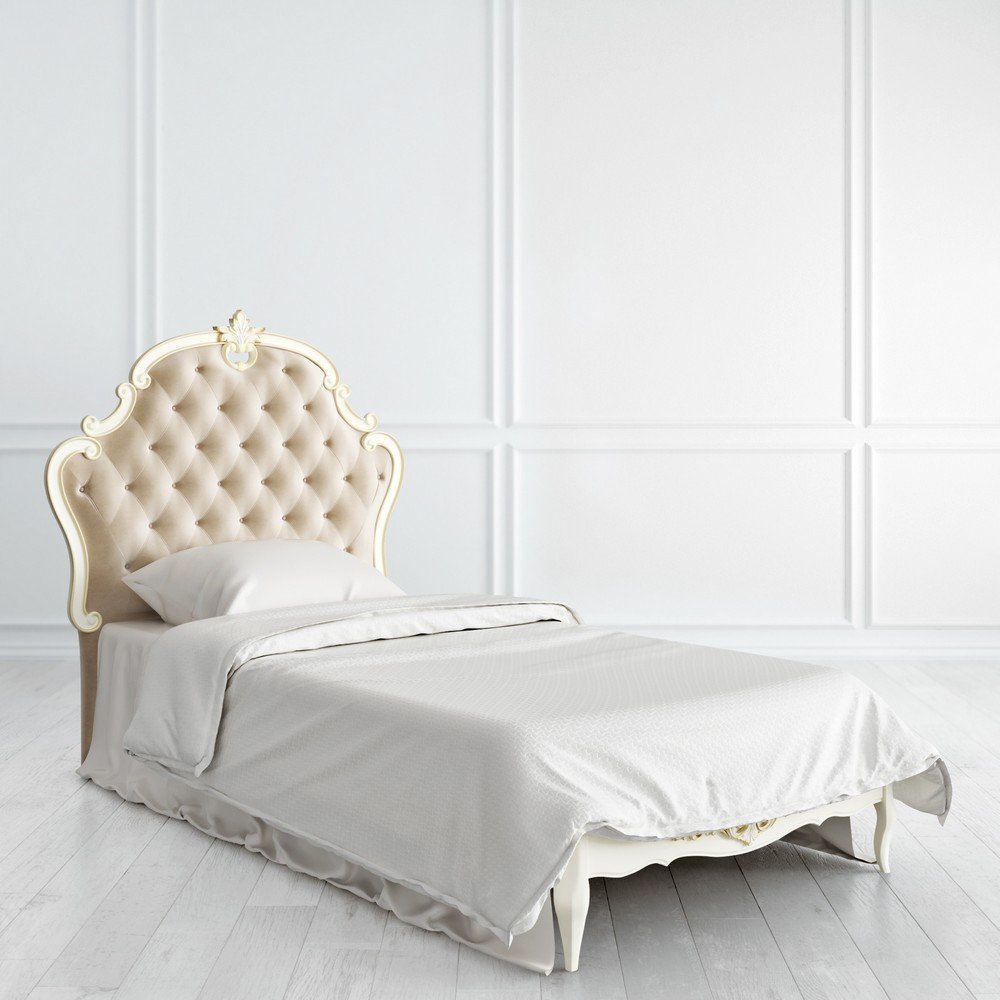 Кровать с мягким изголовьем 90*190 Romantic Gold Слоновая кость с золотой патиной R539-K02-G-B01 Kreind  R539-K02-G-B01 Слоновая кость с золотой патиной