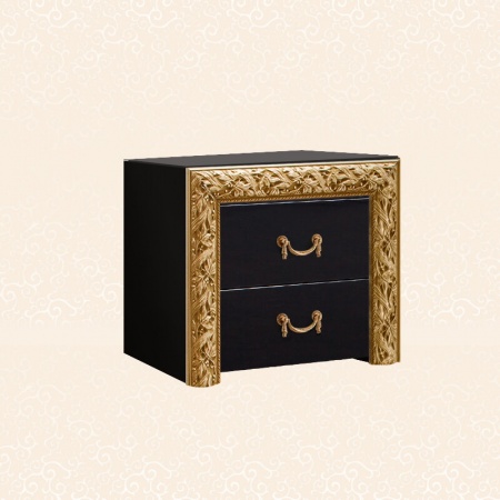 Тумба прикроватная (2 ящика) Тиффани Премиум (Цвет: Черный золото)