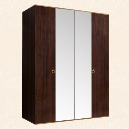 Шкаф 4-х дв. (с зеркалами) для платья и белья Rimini (Цвет: Орех Орегон золото)