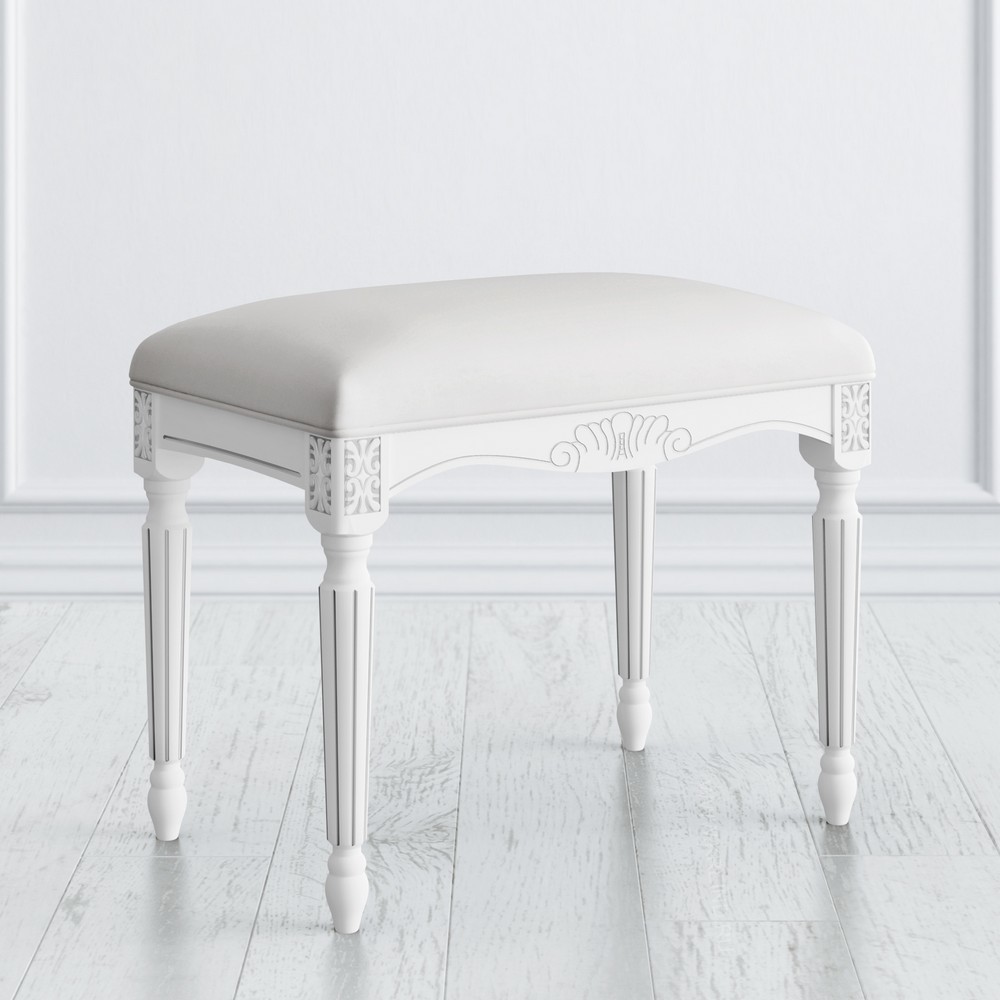 Пуф Silvery Rome Белый с серебряной патиной S127-K00-S-B07 Kreind  S127-K00-S-B07 Белый с серебряной патиной