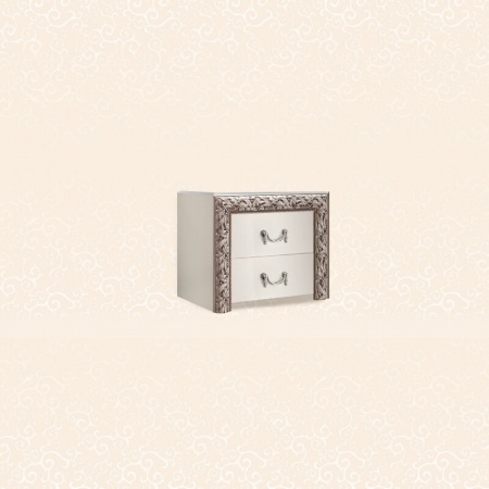 Тумба прикроватная (2 ящика) Тиффани Премиум (Цвет: Слоновая кость серебро)