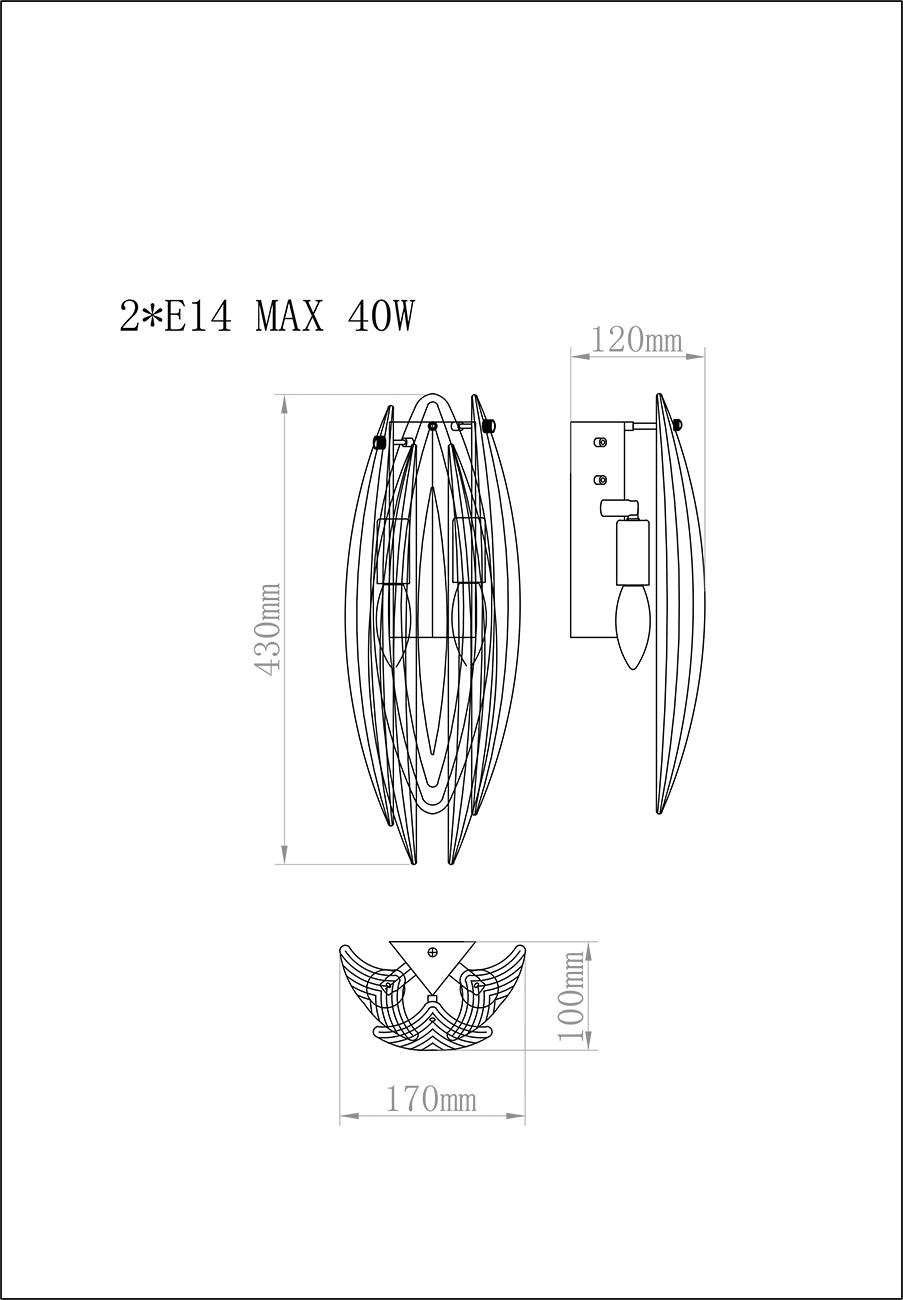 K2KG02W-2G Бра 14*43см Garda Decor K2KG02W-2G 