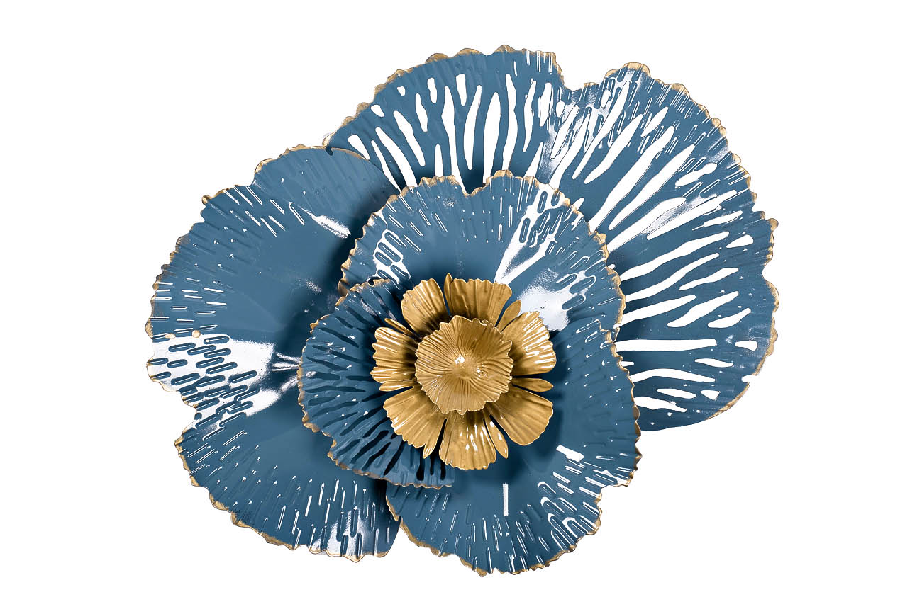 37SM-0844 Декор настенный"Цветок"золотисто-голубой 38,1*50,8*8,3 Garda Decor 37SM-0844 