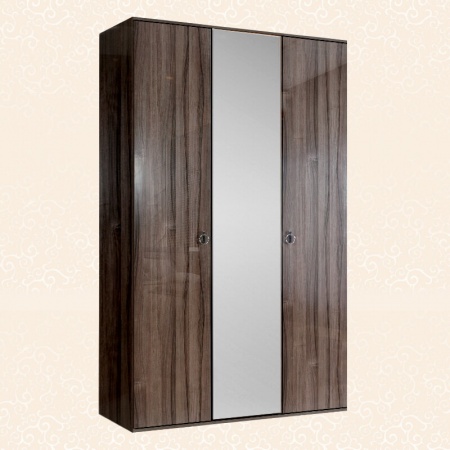 Шкаф 3-х дв. (с зеркалом) для платья и белья Rimini (Цвет: Орех Империя серебро)