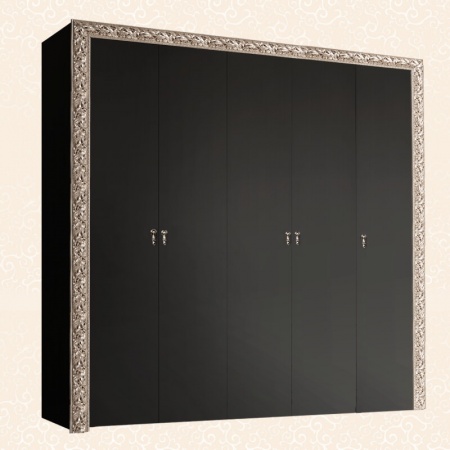 Шкаф 5-х дв. для платья и белья (без зеркал) Тиффани Премиум (Цвет: Черный серебро)