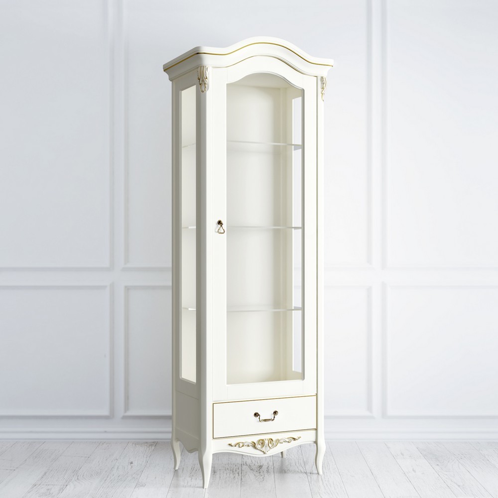 Витрина стеклянная R Romantic Gold Слоновая кость с золотой патиной R190g Kreind  R190g Слоновая кость с золотой патиной