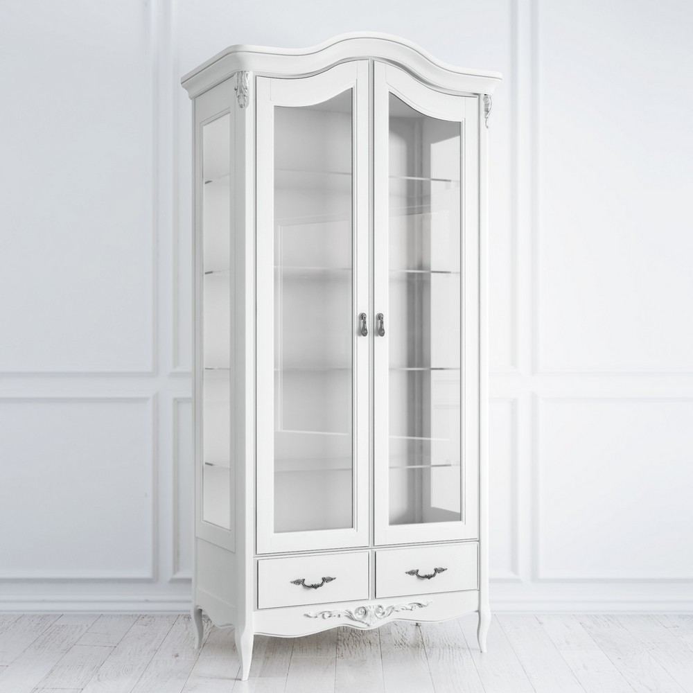 Сервант стеклянный Silvery Rome Белый с серебряной патиной S181-K00-S Kreind  S181-K00-S Белый с серебряной патиной