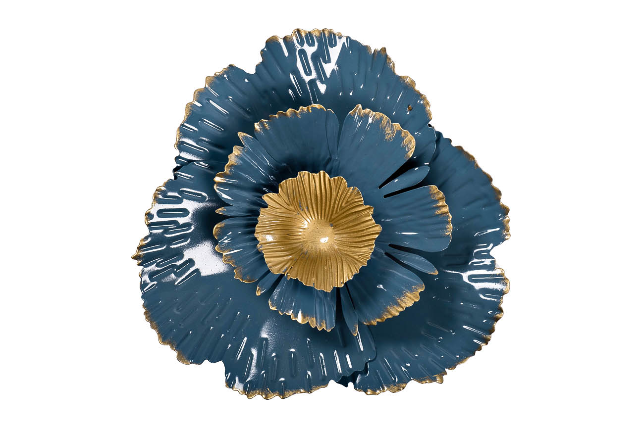 37SM-0848 Декор настенный Цветок золотисто-голубой 23,5*23,5*6,4 Garda Decor 37SM-0848 