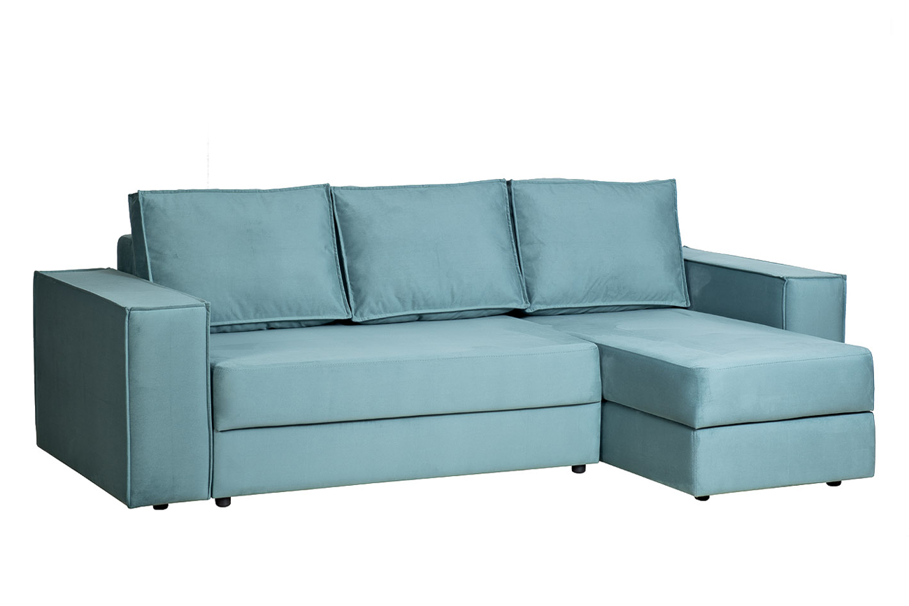 Диван Bergamo трехм.раскл.угл. правый вел.бирюз.Vel43 250*160*90 Garda Decor BERGAMO-3MR-1K-БИРЮЗОВЫЙ-Vel43 