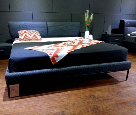 Кровать  MK-6612-DGF двуспальная 160х200 см Серый/Черный