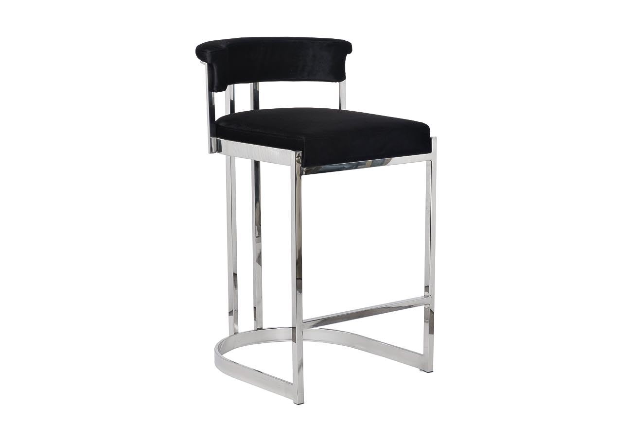 GY-B8216-BL Стул барный, велюр черный/хром  49*55*85см Garda Decor GY-B8216-BL 