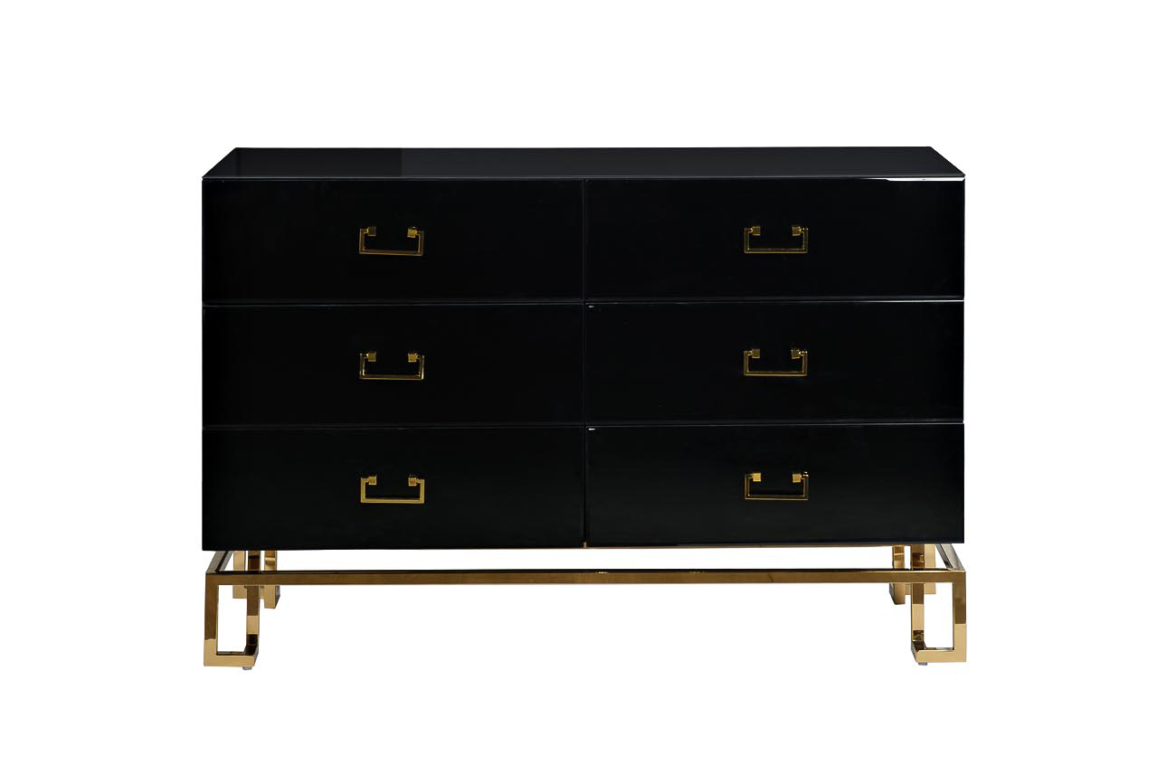 KFG057 Комод черный 6 ящиков 120*42*82см Garda Decor KFG057 