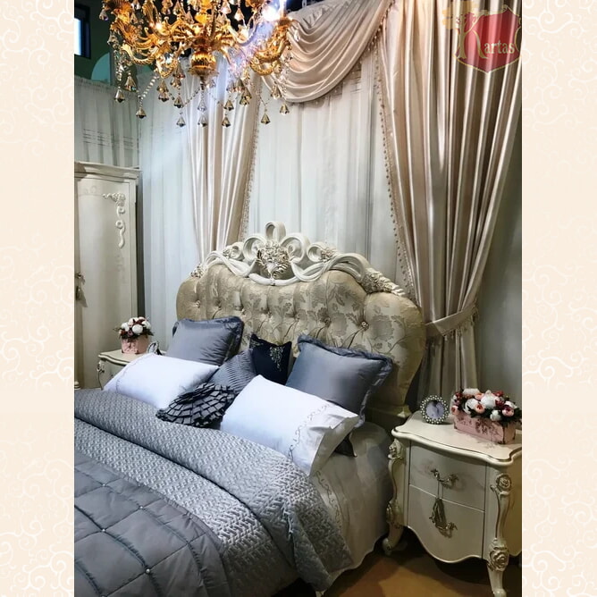 Спальня Shane (Цвет: Слоновая кость Маренго + Золото) шкаф 4-х дв. с комодом