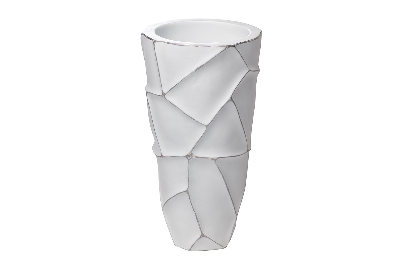 ZSC872-19WH Кашпо d26*48см белое с серебром Garda Decor ZSC872-19WH 