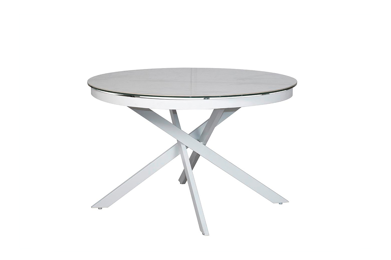 83MC-1907DT WH Стол обед.круг раскл.керам.бел. 170(120)*120*76см Garda Decor 83MC-1907DT WH 