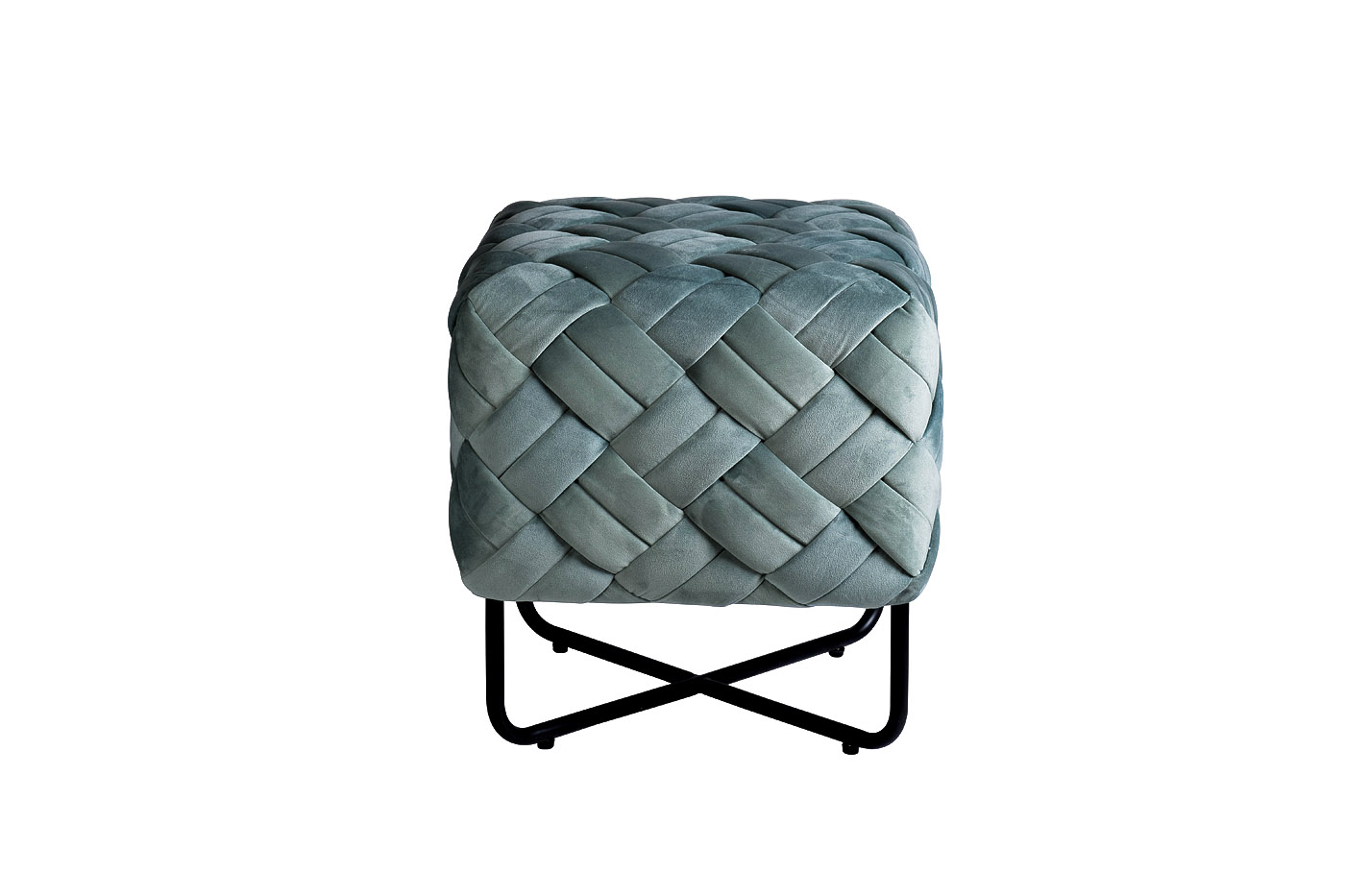 N-OT-100 MNT BL Банкетка плетеная велюр мятный 43*43*44см Garda Decor N-OT-100 MNT BL 
