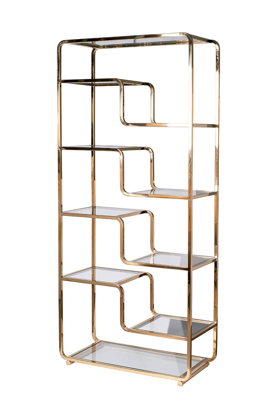 46AS-SH1652-GOLD Стеллаж золотистый/прозр. стекло 90*40*200см Garda Decor 46AS-SH1652-GOLD 
