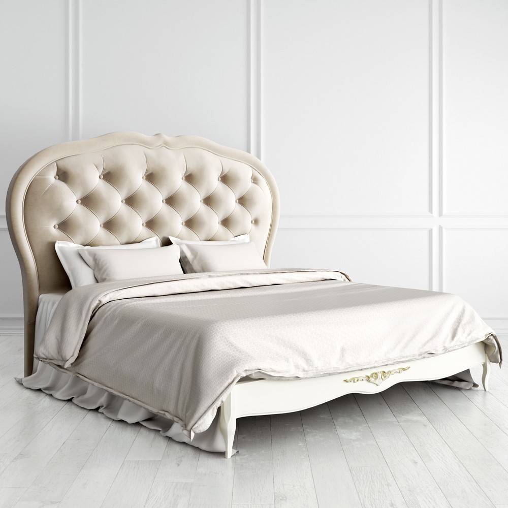 Кровать с мягким изголовьем 180*200 Romantic Gold Слоновая кость с золотой патиной R518-K02-G-B01 Kreind  R518-K02-G-B01 Слоновая кость с золотой патиной