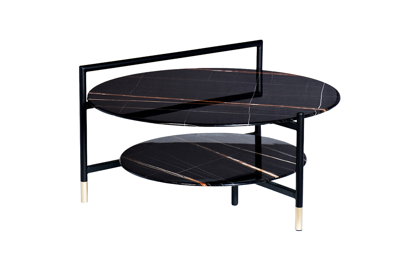 30B-872 BL Стол журнальный d80*45 с полкой, черный Garda Decor 30B-872 BL 