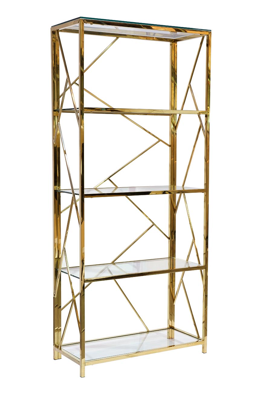 GY-SH8711GOLD Стеллаж стекло прозр/золото 80*35*180см Garda Decor GY-SH8711GOLD 
