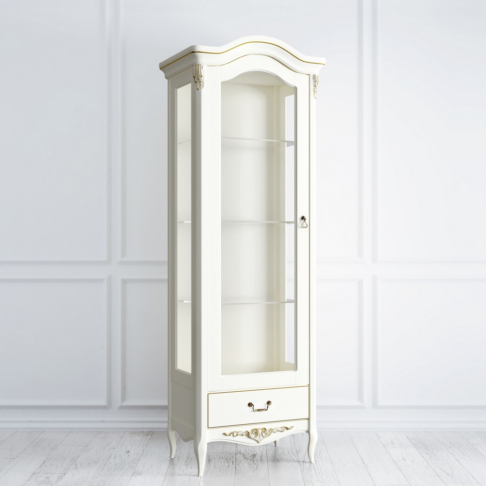 Витрина стеклянная L Romantic Gold Слоновая кость с золотой патиной R189g Kreind  R189g Слоновая кость с золотой патиной