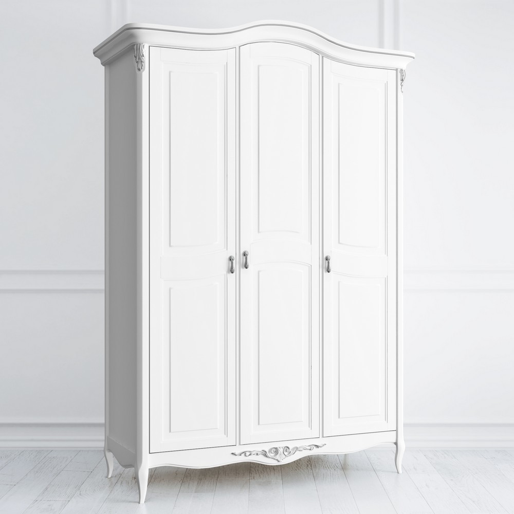 Шкаф 3 двери Silvery Rome Белый с серебряной патиной S123-K00-S Kreind  S123-K00-S Белый с серебряной патиной
