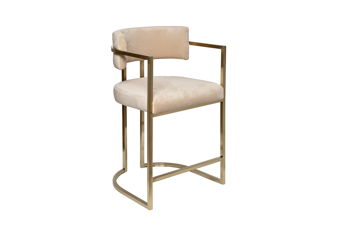 76AR-603GOLD-BG Стул полубарный велюр беж/мат. золото 52*55*91см Garda Decor 76AR-603GOLD-BG 