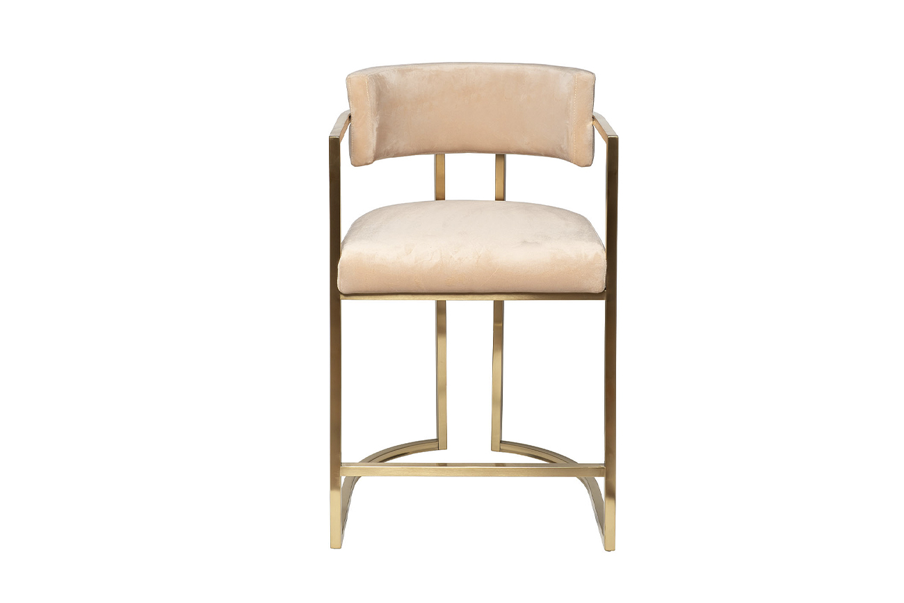 76AR-603GOLD-BG Стул полубарный велюр беж/мат. золото 52*55*91см Garda Decor 76AR-603GOLD-BG 