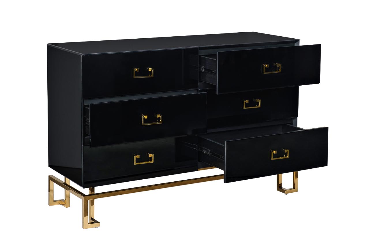 KFG057 Комод черный 6 ящиков 120*42*82см Garda Decor KFG057 