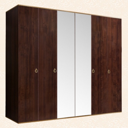 Шкаф 6-ти дв. (с зеркалами) для платья и белья Rimini (Цвет: Орех Орегон золото)
