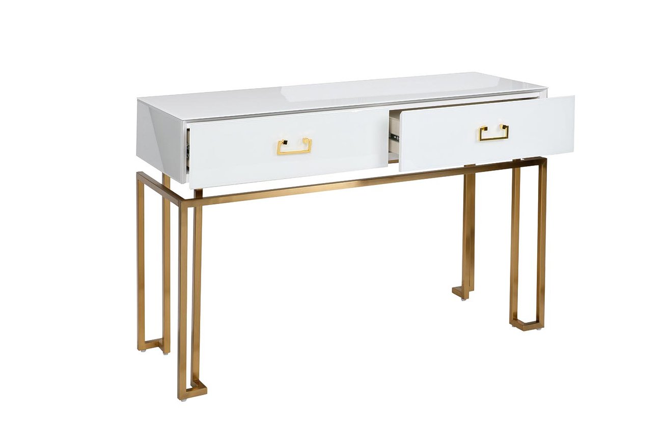 KFG070 Консоль 2 ящика белая/золото 120*42*77см Garda Decor KFG070 